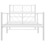 Metal Bed Frame without Mattress with Footboard White 90x190 cm