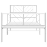 Metal Bed Frame without Mattress with Footboard White 90x190 cm - 45-Degree Angle