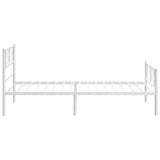 Metal Bed Frame without Mattress with Footboard White 90x190 cm