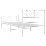Metal Bed Frame without Mattress with Footboard White 90x190 cm - Close-Up Angle