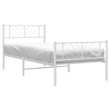 Metal Bed Frame without Mattress with Footboard White 107x203 cm King Single - Side View
