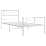 Metal Bed Frame without Mattress with Footboard White 107x203 cm King Single