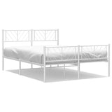 Metal Bed Frame without Mattress with Footboard White 135x190 cm - Front View