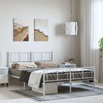 Metal Bed Frame without Mattress with Footboard White 135x190 cm
