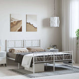 Metal Bed Frame without Mattress with Footboard White 135x190 cm - Side View