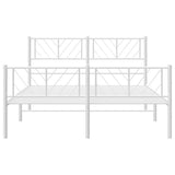 Metal Bed Frame without Mattress with Footboard White 135x190 cm - Rear View