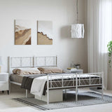 Metal Bed Frame without Mattress with Footboard White 150x200 cm - Side View