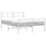 Metal Bed Frame without Mattress with Footboard White 150x200 cm - Top-Down View