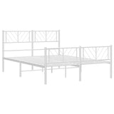 Metal Bed Frame without Mattress with Footboard White 150x200 cm - 45-Degree Angle