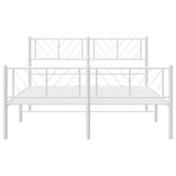 Metal Bed Frame without Mattress with Footboard White 150x200 cm