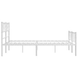 Metal Bed Frame without Mattress with Footboard White 150x200 cm - Close-Up Angle