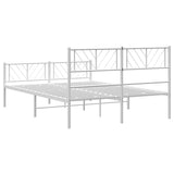 Metal Bed Frame without Mattress with Footboard White 150x200 cm - Low Angle