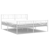 Metal Bed Frame without Mattress with Footboard White 183x203 cm King - Front View