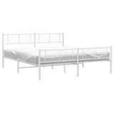 Metal Bed Frame without Mattress with Footboard White 183x203 cm King - Side View