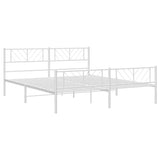Metal Bed Frame without Mattress with Footboard White 183x203 cm King - Top-Down View