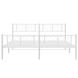 Metal Bed Frame without Mattress with Footboard White 183x203 cm King