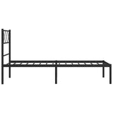 Metal Bed Frame without Mattress with Headboard Black 90x190 cm - Rear View