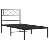 Metal Bed Frame without Mattress with Headboard Black 107x203 cm King Single - 45-Degree Angle