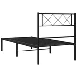 Metal Bed Frame without Mattress with Headboard Black 107x203 cm King Single - Close-Up Angle