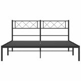 Metal Bed Frame without Mattress with Headboard Black 135x190 cm