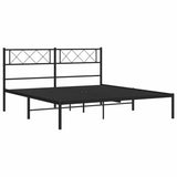 Metal Bed Frame without Mattress with Headboard Black 135x190 cm - Rear View