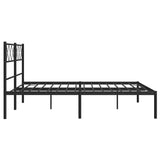 Metal Bed Frame without Mattress with Headboard Black 135x190 cm - Close-Up Angle