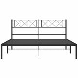 Metal Bed Frame without Mattress with Headboard Black 150x200 cm - 45-Degree Angle