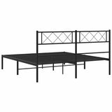 Metal Bed Frame without Mattress with Headboard Black 150x200 cm - Low Angle
