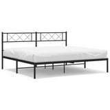 Metal Bed Frame without Mattress with Headboard Black 183x203 cm King - Front View