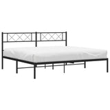 Metal Bed Frame without Mattress with Headboard Black 183x203 cm King - Side View
