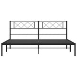 Metal Bed Frame without Mattress with Headboard Black 183x203 cm King - Top-Down View