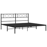 Metal Bed Frame without Mattress with Headboard Black 183x203 cm King - 45-Degree Angle