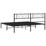 Metal Bed Frame without Mattress with Headboard Black 183x203 cm King - Close-Up Angle
