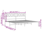 Metal Bed Frame without Mattress with Headboard Black 183x203 cm King - Extra Image