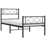 Metal Bed Frame without Mattress with Footboard Black 90x190 cm - Side View