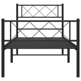 Metal Bed Frame without Mattress with Footboard Black 90x190 cm