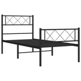 Metal Bed Frame without Mattress with Footboard Black 90x190 cm