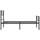 Metal Bed Frame without Mattress with Footboard Black 90x190 cm
