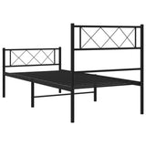 Metal Bed Frame without Mattress with Footboard Black 90x190 cm - Close-Up Angle