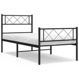 Metal Bed Frame without Mattress with Footboard Black 107x203 cm King Single