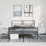 Metal Bed Frame without Mattress with Footboard Black 135x190 cm - Side View