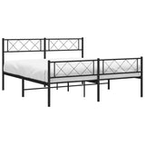 Metal Bed Frame without Mattress with Footboard Black 135x190 cm - Top-Down View