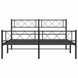 Metal Bed Frame without Mattress with Footboard Black 135x190 cm