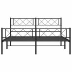 Metal Bed Frame without Mattress with Footboard Black 135x190 cm