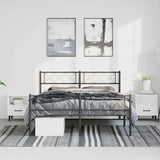 Metal Bed Frame without Mattress with Footboard Black 150x200 cm - Side View