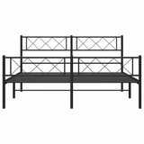 Metal Bed Frame without Mattress with Footboard Black 150x200 cm - 45-Degree Angle
