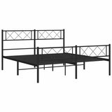 Metal Bed Frame without Mattress with Footboard Black 150x200 cm - Rear View