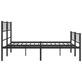 Metal Bed Frame without Mattress with Footboard Black 150x200 cm