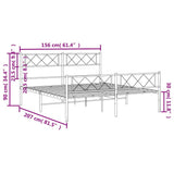 Metal Bed Frame without Mattress with Footboard Black 150x200 cm - Extra Image