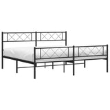 Metal Bed Frame without Mattress with Footboard Black 183x203 cm King - Side View